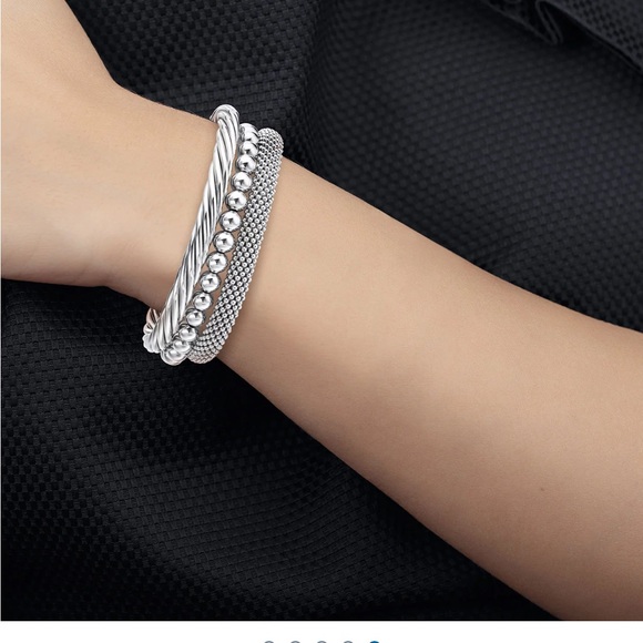 3 Piece Set of Textured Cuff Bracelets in Sterling Silver - Picture 2 of 7